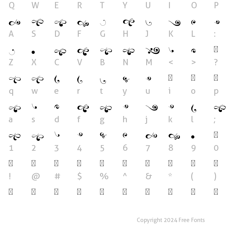 Character Map of Letter Magic Ornament