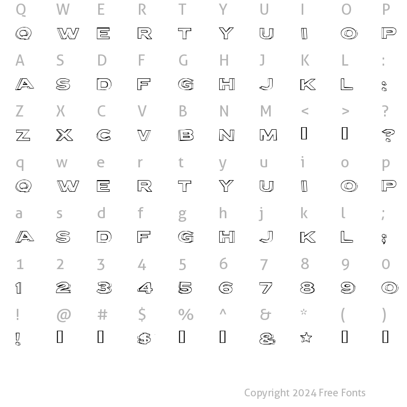 Character Map of Letter Set B Regular