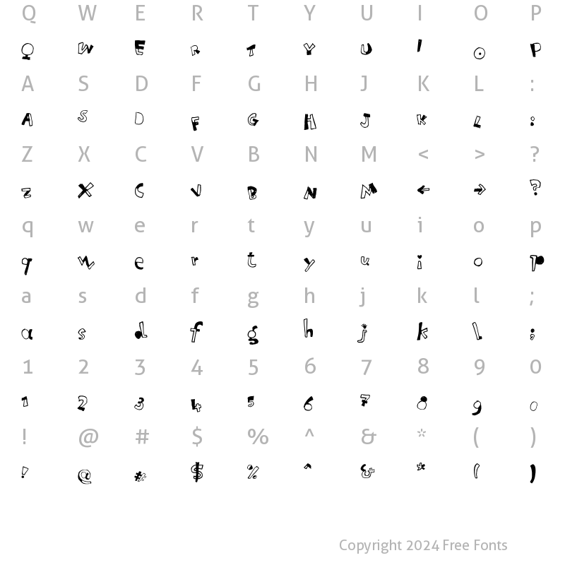 Character Map of Letterine Esagerate Regular