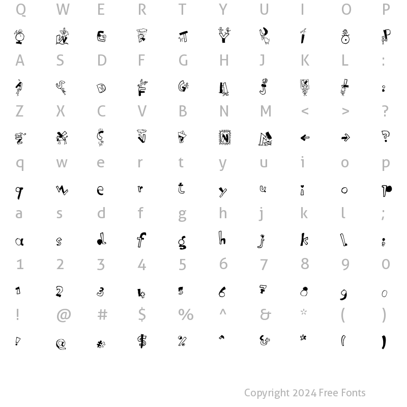 Character Map of Letterine Teatro Regular