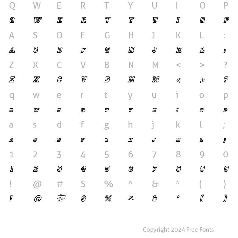 Character Map of Letterman Italic