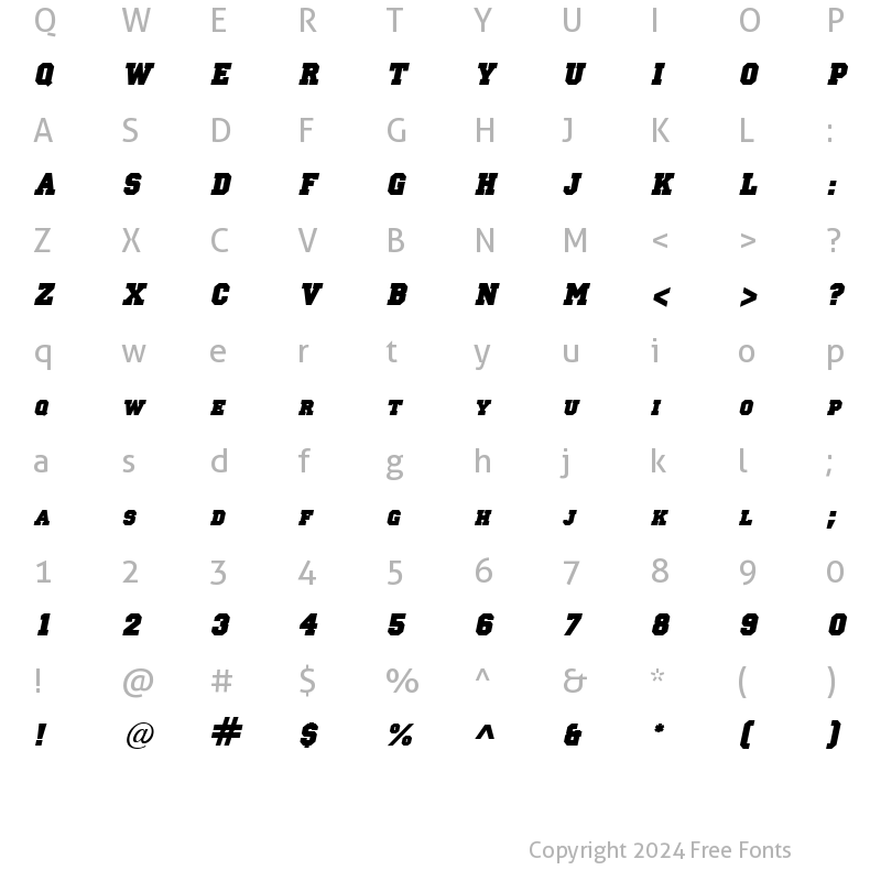 Character Map of LettermanSolid Italic