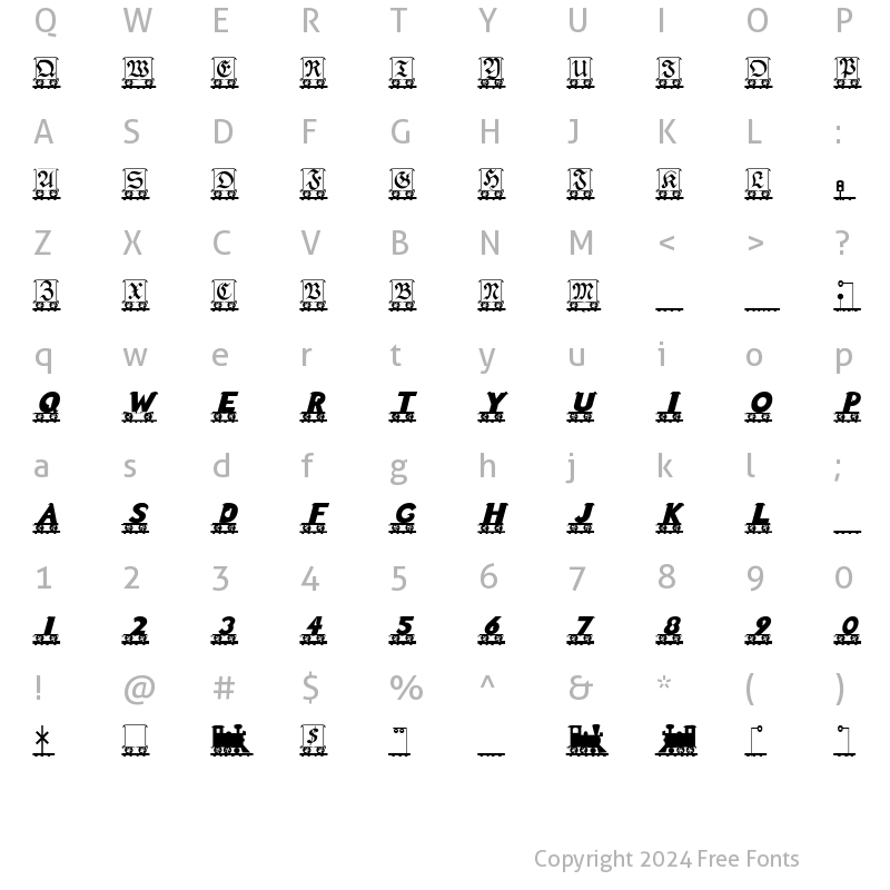 Character Map of LetterTrain BoldItalic