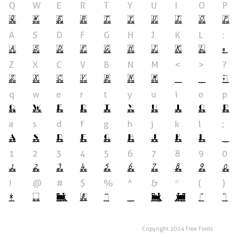 Character Map of LetterTrain Italic