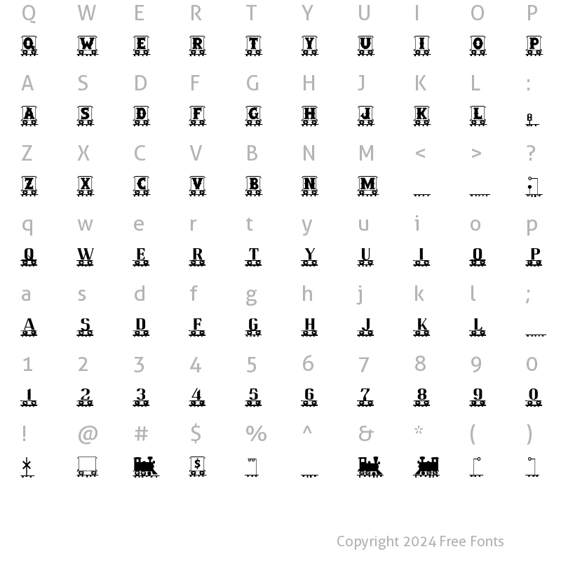 Character Map of LetterTrain Plain