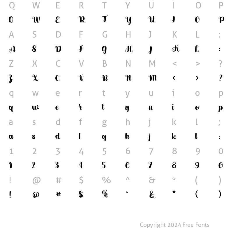 Character Map of Letticia Regular