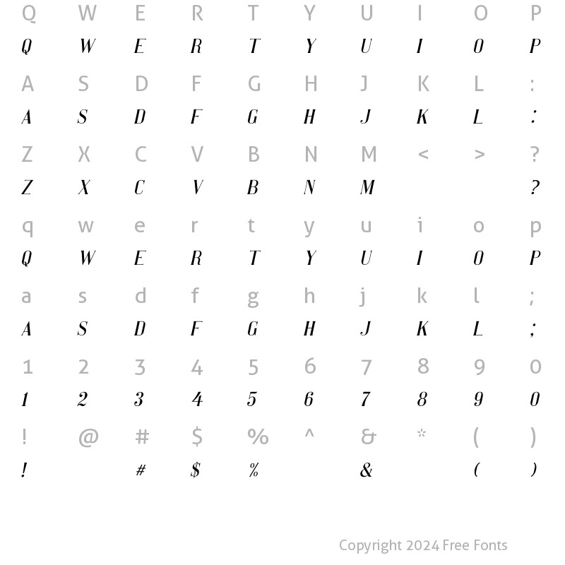 Character Map of LETTO Italic