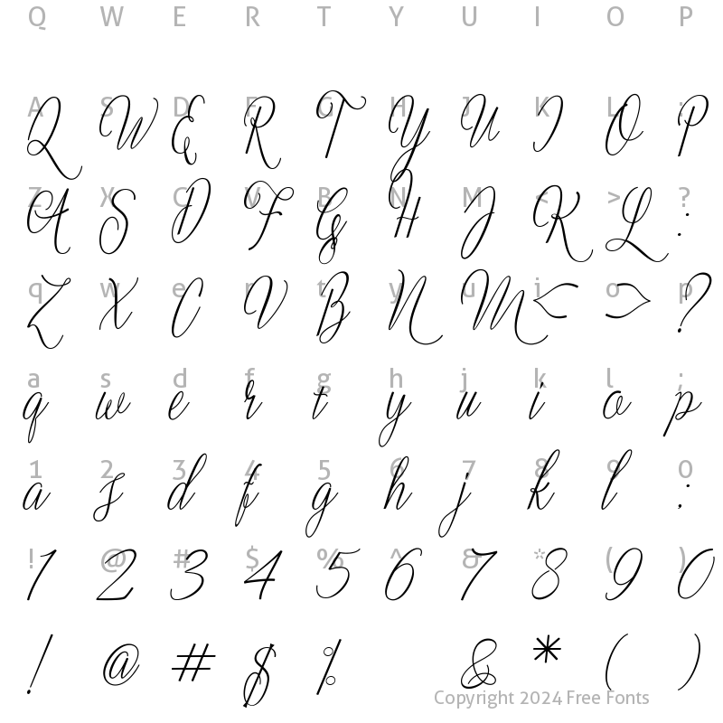 Character Map of Letty font Regular