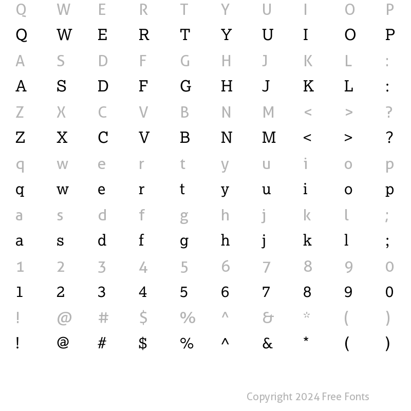 Character Map of Lexia DaMa Regular