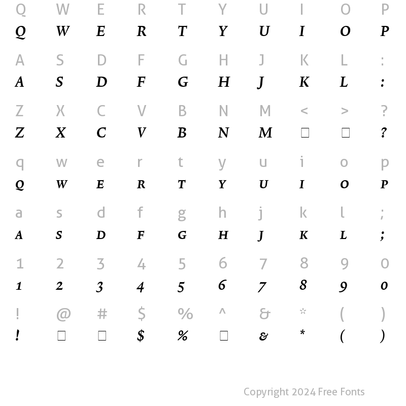 Character Map of Lexicon No1 Italic C Exp