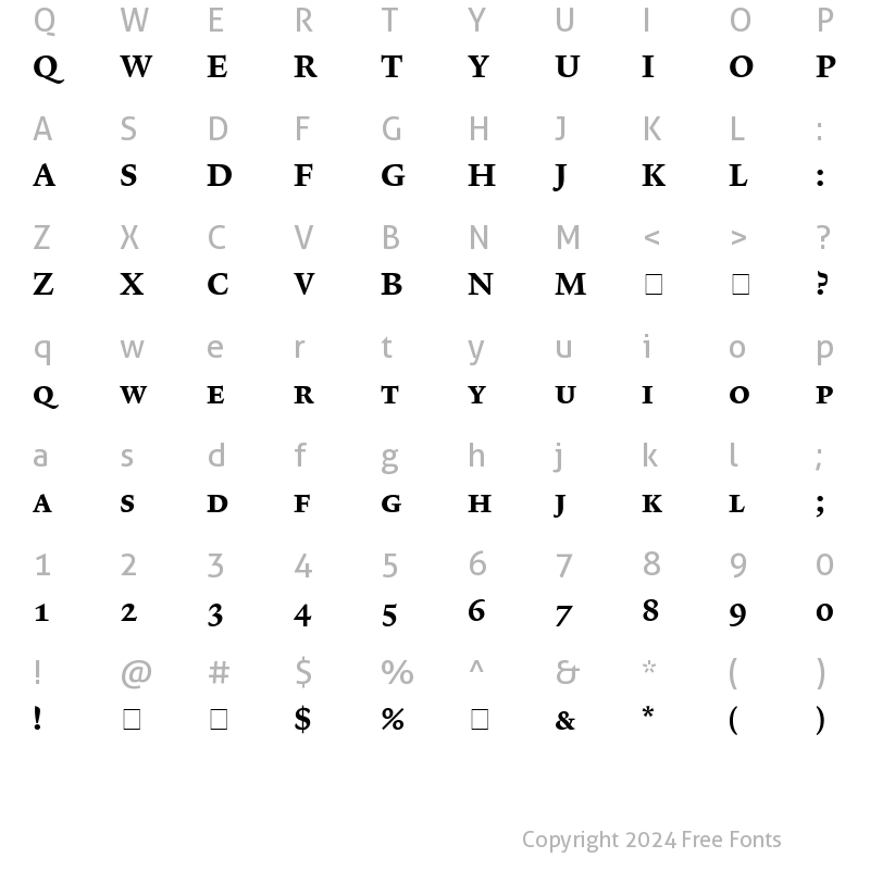 Character Map of Lexicon No1 Roman D Exp