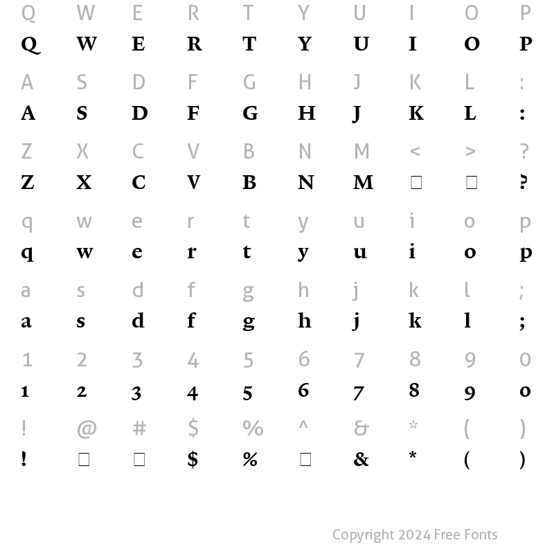 Character Map of Lexicon No1 Roman D Txt