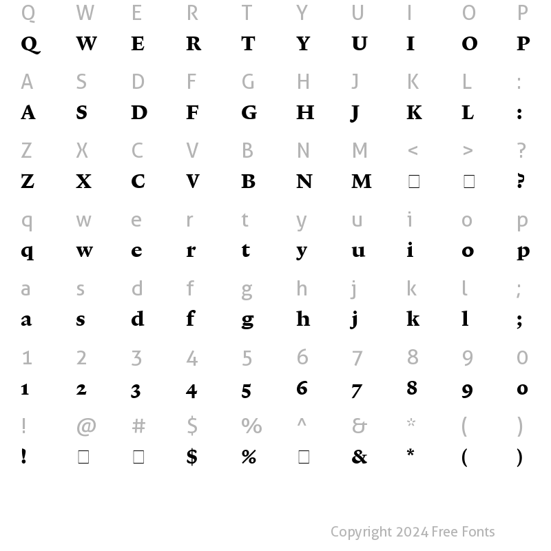 Character Map of Lexicon No1 Roman E Txt