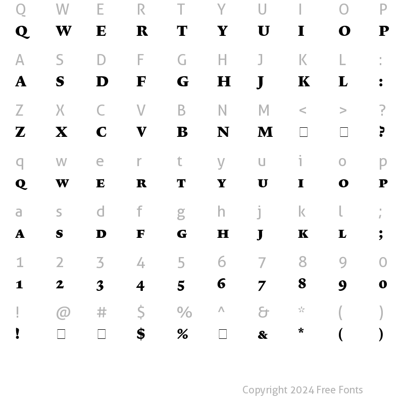 Character Map of Lexicon No1 Roman F Exp