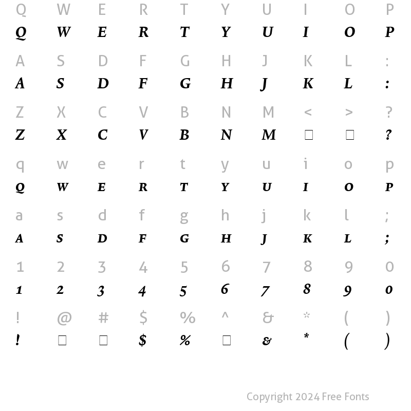 Character Map of Lexicon No2 Italic D Exp