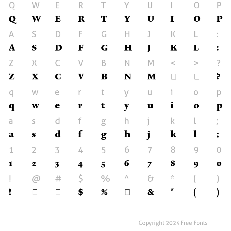 Character Map of Lexicon No2 Roman F Txt