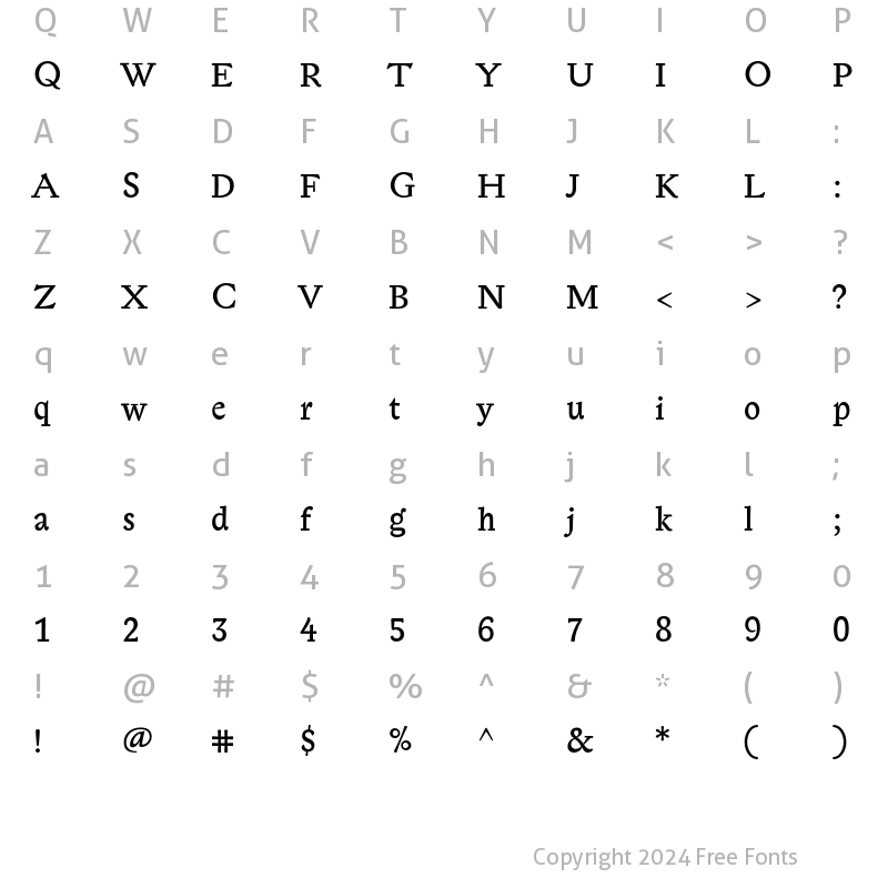 Character Map of LexiconGothic Regular