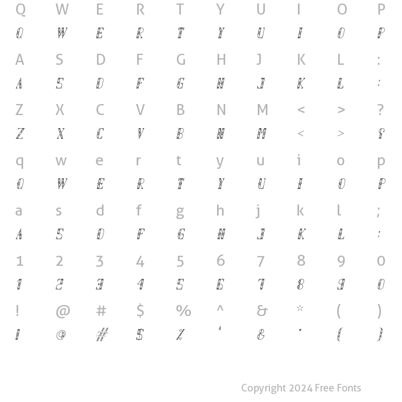 Character Map of Lexie Italic