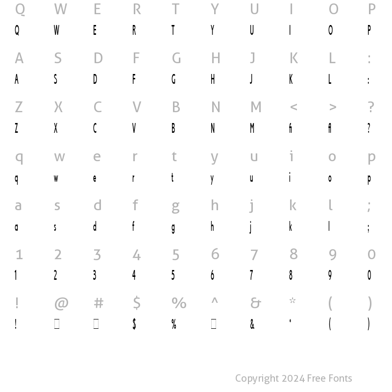 Character Map of Lexikos LET Plain