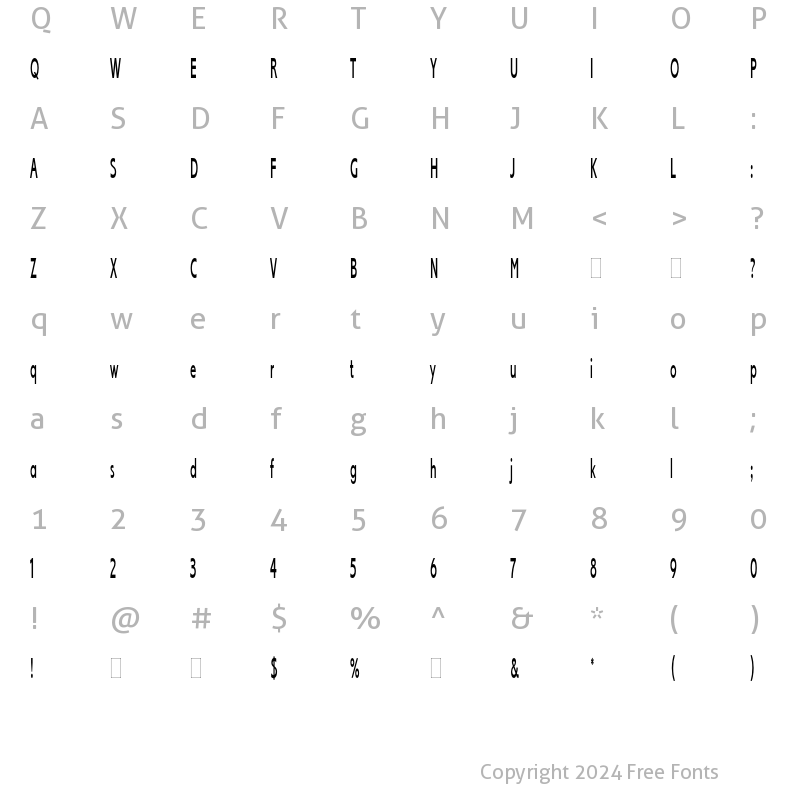 Character Map of Lexikos Plain Regular