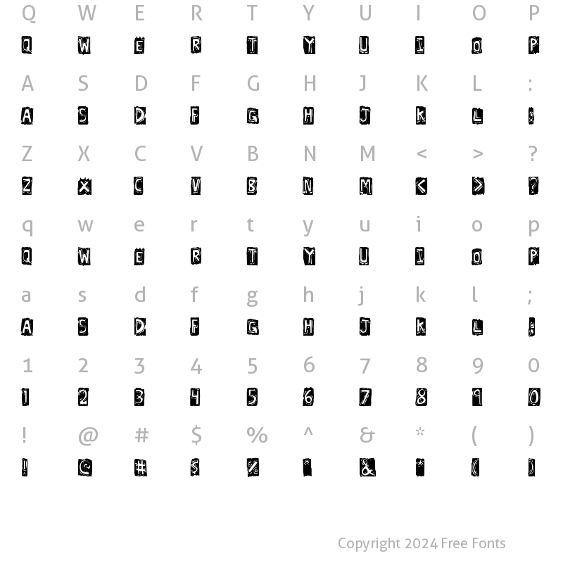 Character Map of Lexographer Regular