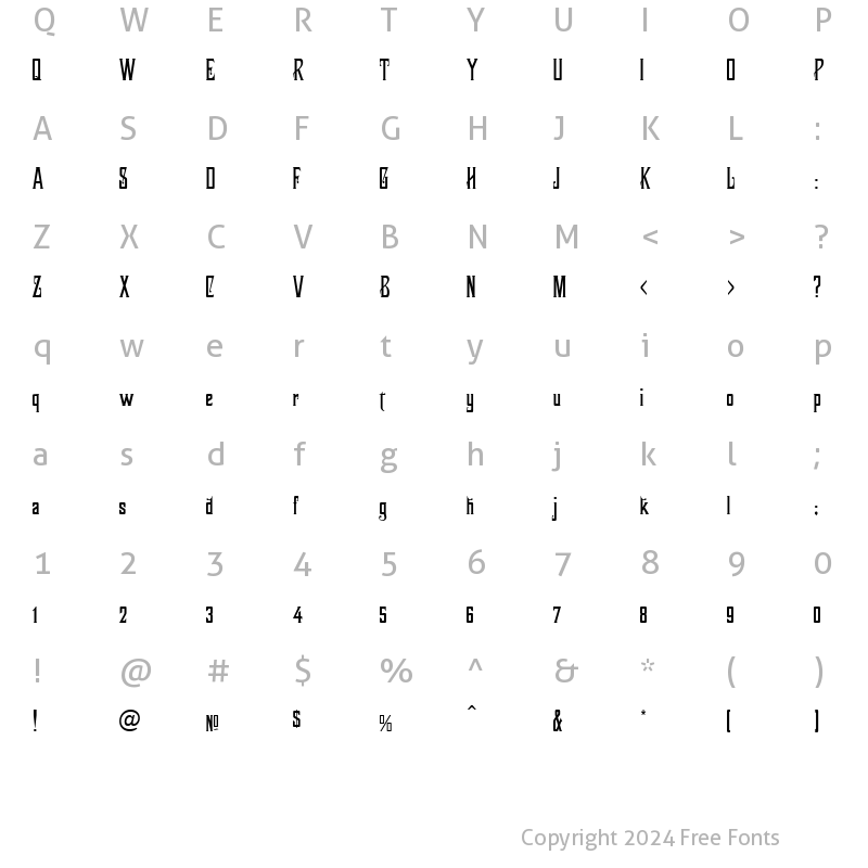 Character Map of LHF Ambrosia Regular