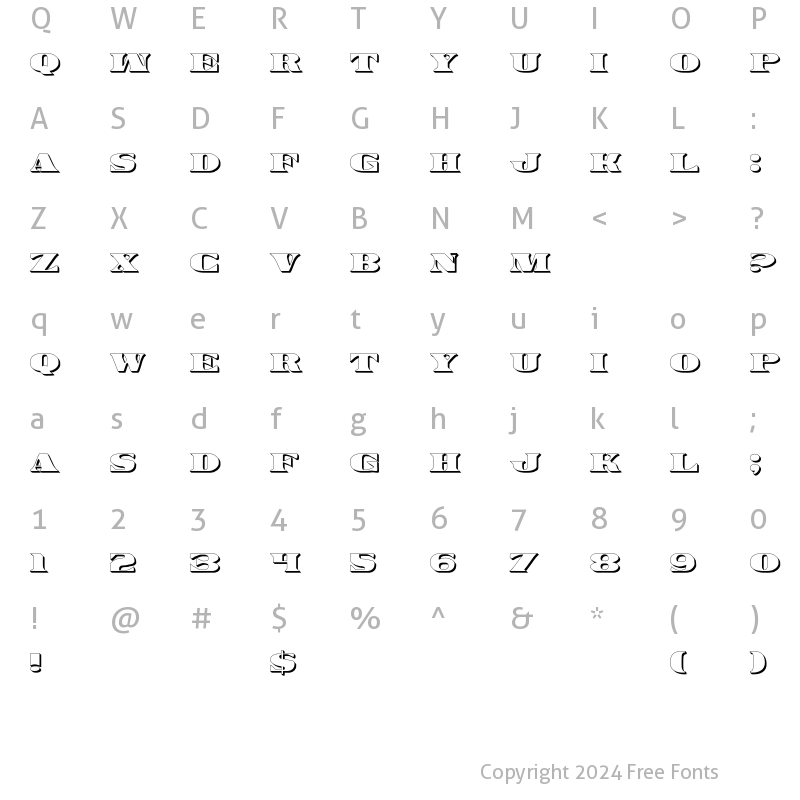 Character Map of LHF Bank Note SHADOW Regular