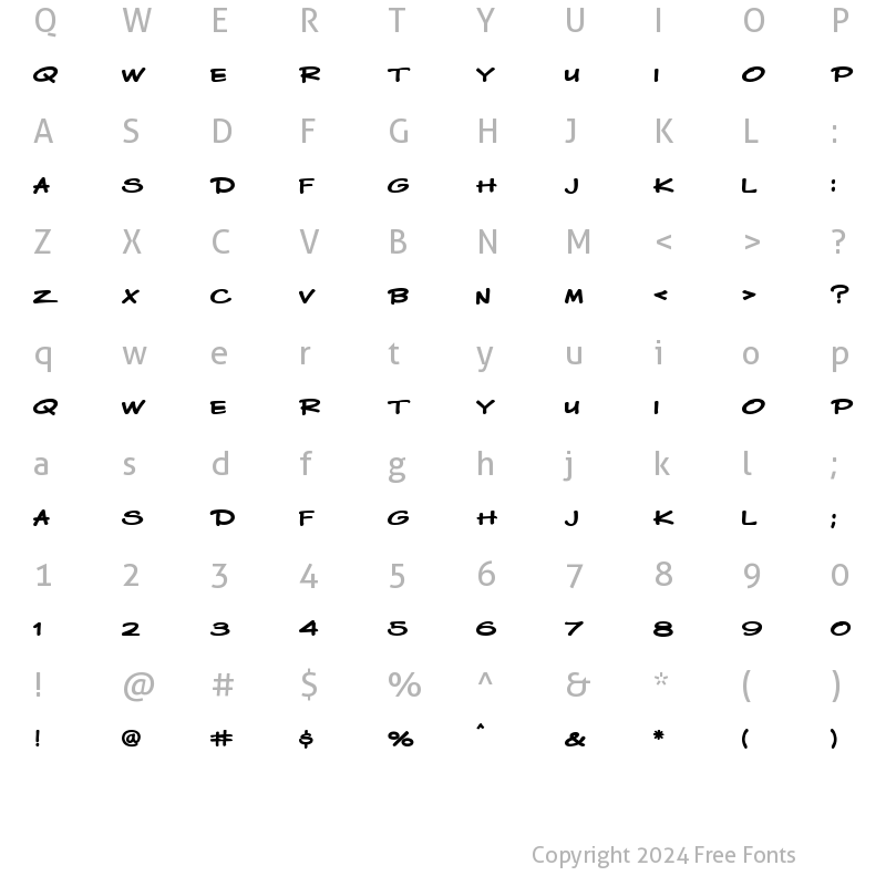 Character Map of LHF Basher BOLD Regular