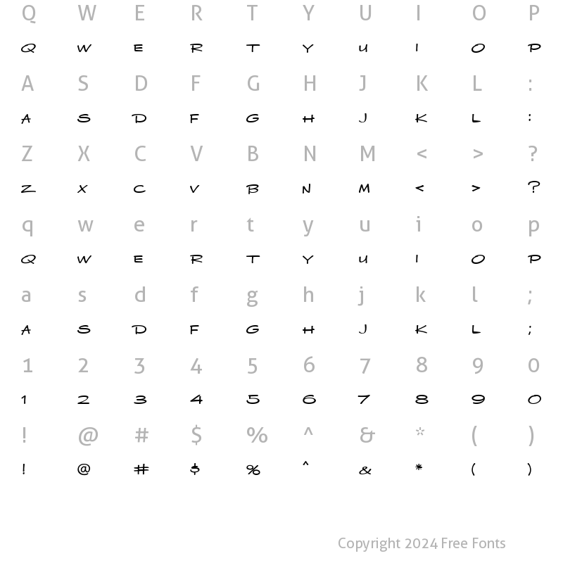 Character Map of LHF Basher REG Regular