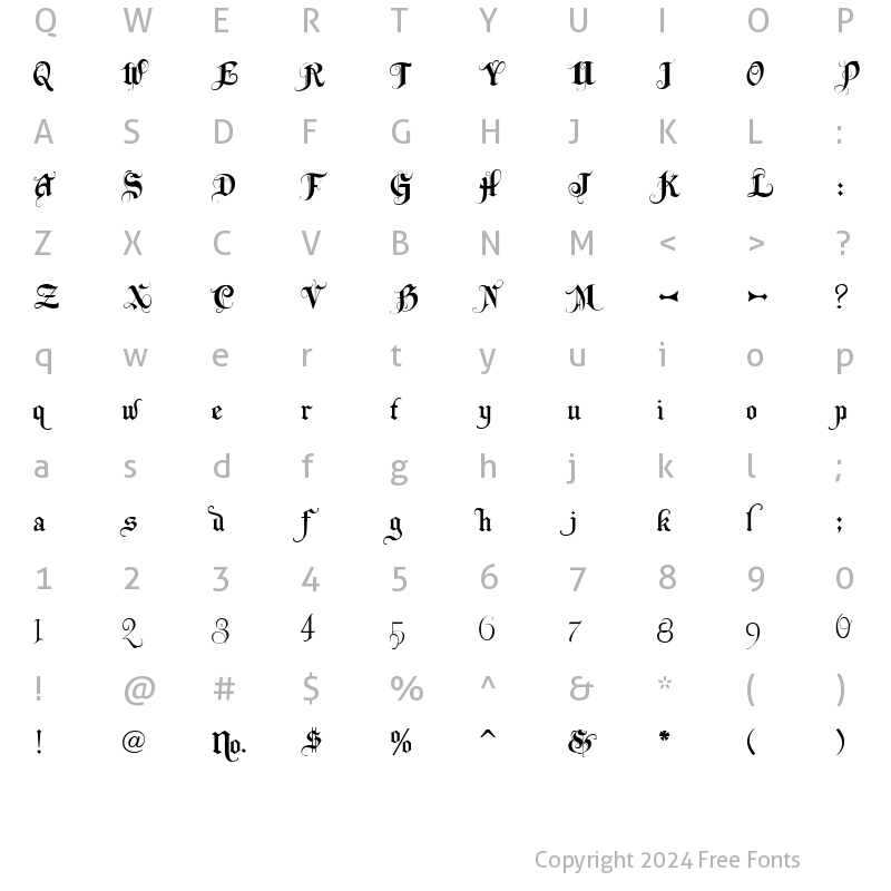 Character Map of LHF Becker Monogram English Regular