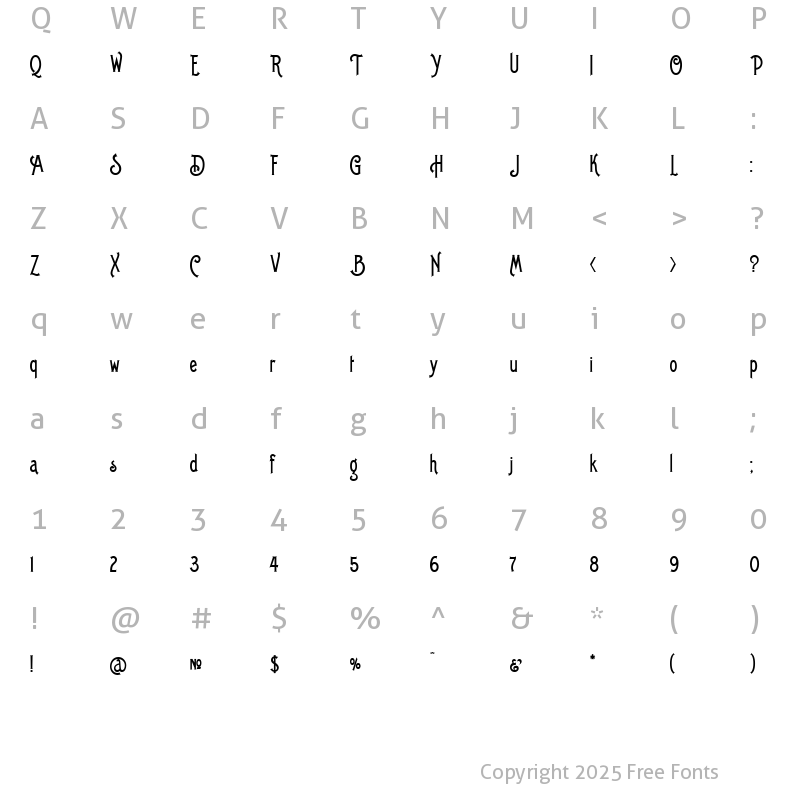 Character Map of LHF Billhead 1890 Regular