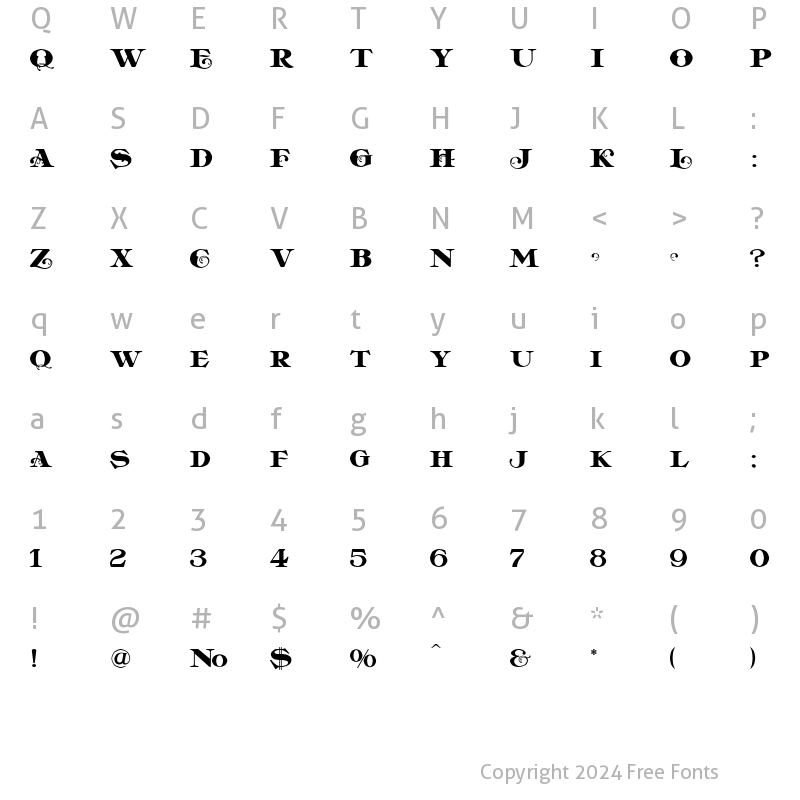 Character Map of LHF Casablanca BETA Regular