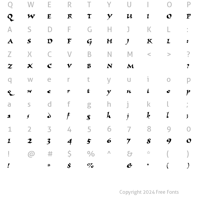 Character Map of LHF Casablanca Regular