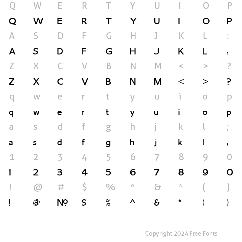 Character Map of LHF Chesham Sans REG Regular