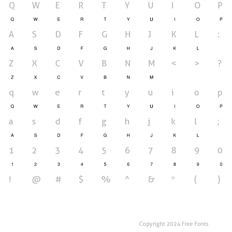 Character Map of LHF Chesham Sans Regular