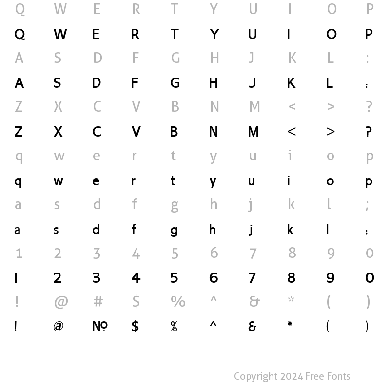 Character Map of LHF Chesham Sans SLIM Regular