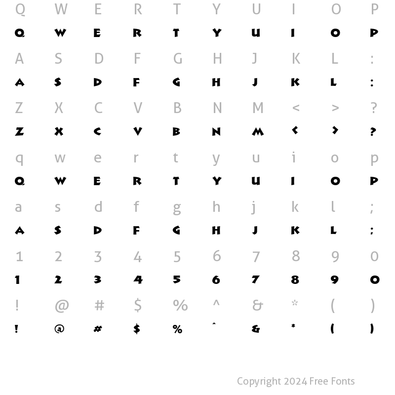 Character Map of LHF Chunky Block Regular