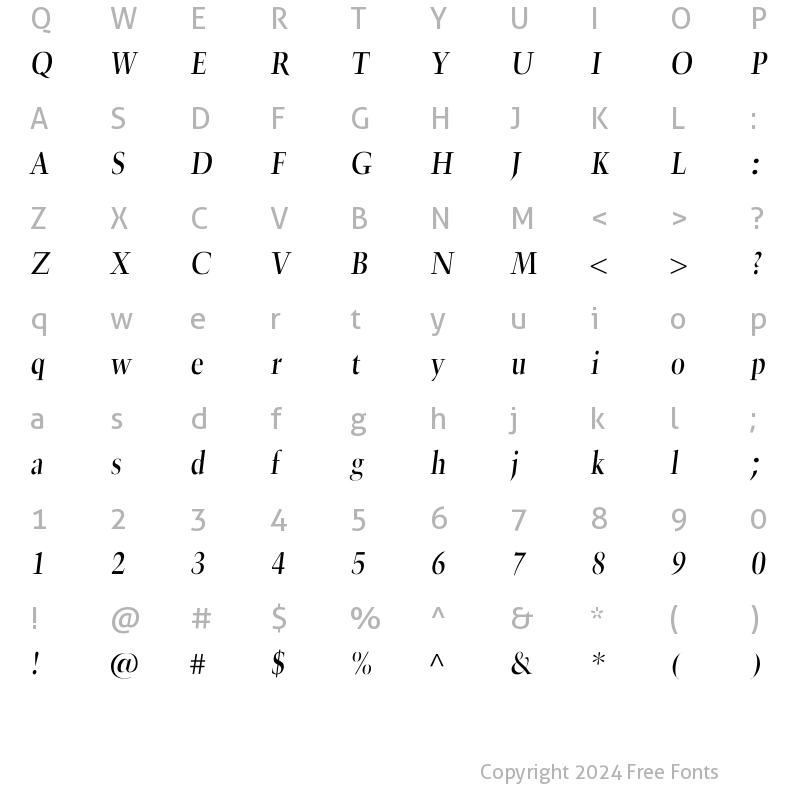 Character Map of LHF Citizen Italic