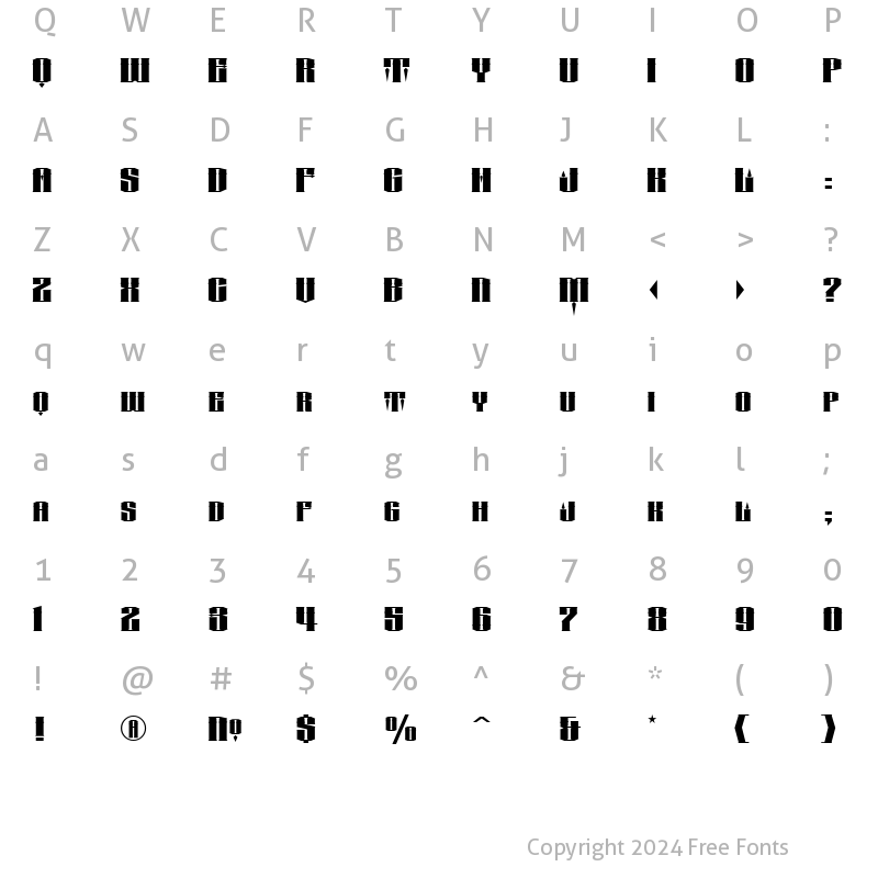 Character Map of LHF Conclave FLAT wide Regular