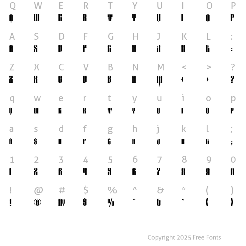 Character Map of LHF Conclave Regular