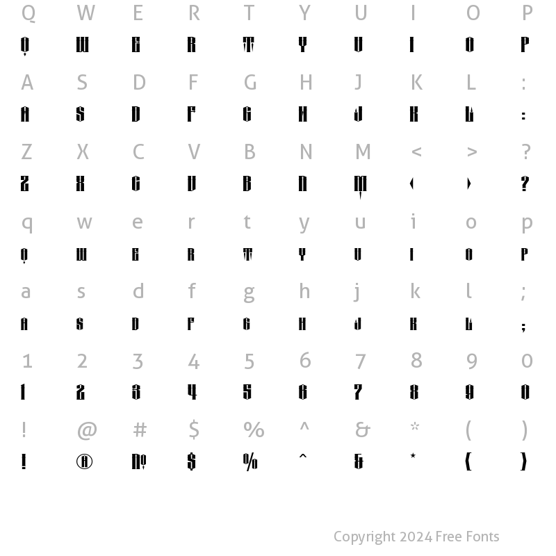 Character Map of LHF Conclave SHARP reg Regular