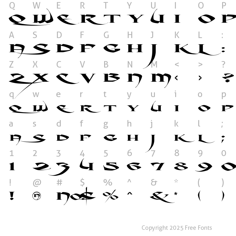 Character Map of LHF Crouching Tiger Regular