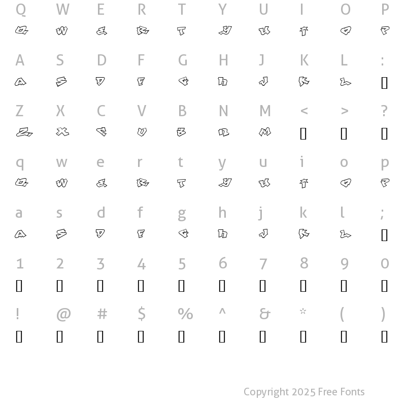 Character Map of LHF Def Writer | BASE Regular