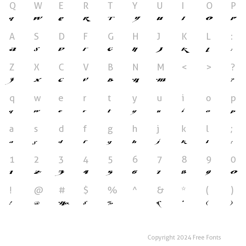 Character Map of LHF Diptripflipfantasia Regular