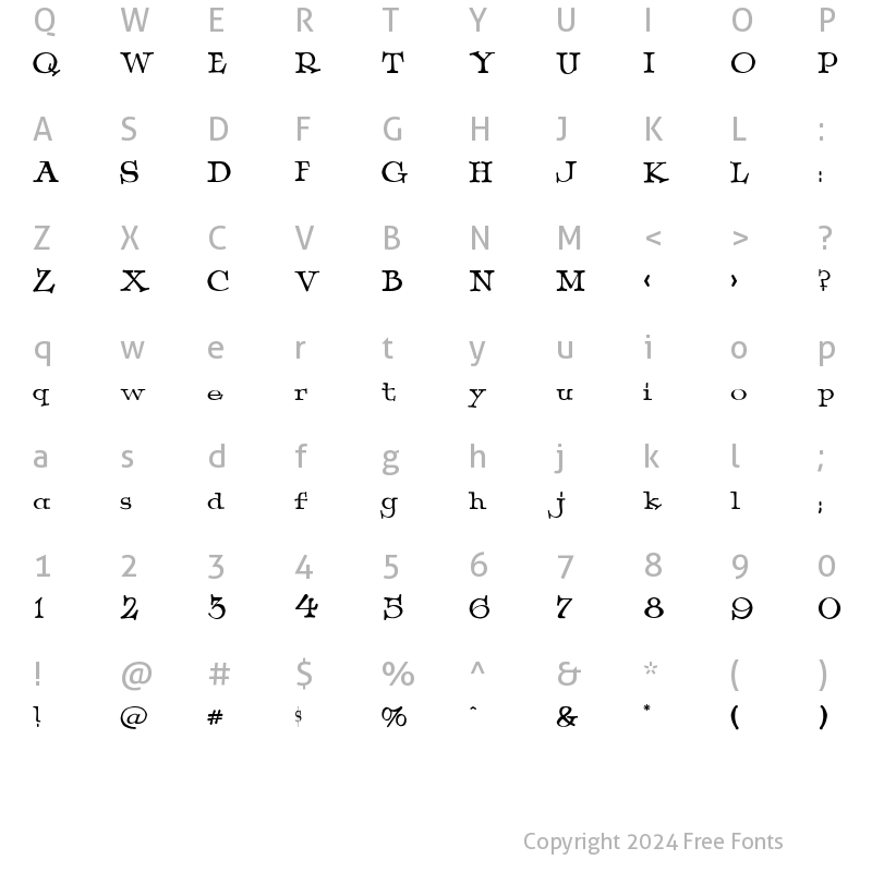 Character Map of LHF Dog Bone Regular