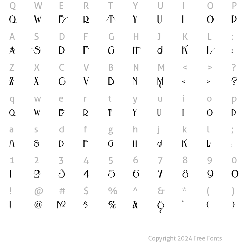 Character Map of LHF Eccentric French Light