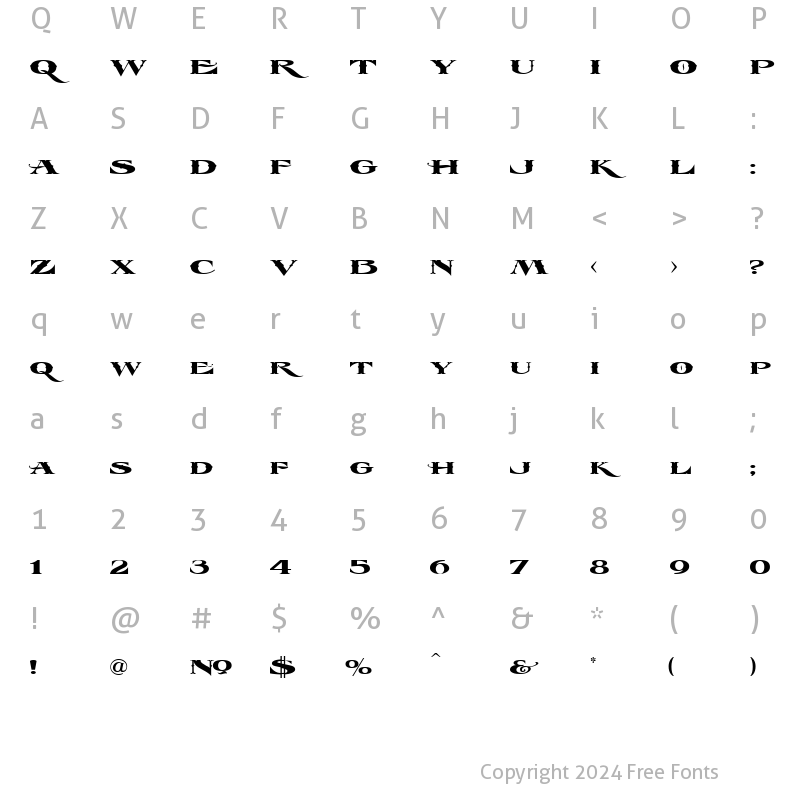 Character Map of LHF Esoteric 3 FANCY Regular