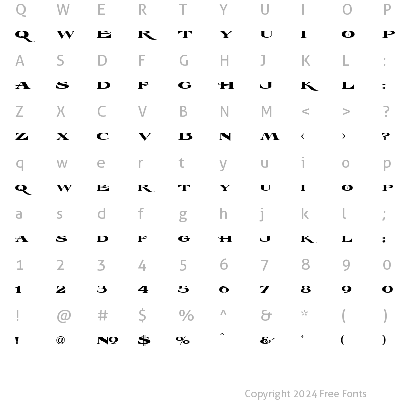 Character Map of LHF Esoteric 3 REG Regular