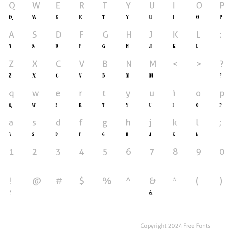 Character Map of LHF Esoteric Old | Condensed Regular