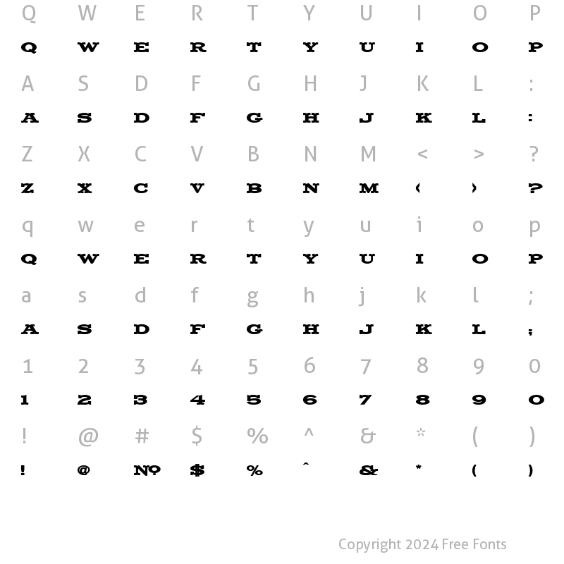 Character Map of LHF Fancy Full Round BOLD Regular